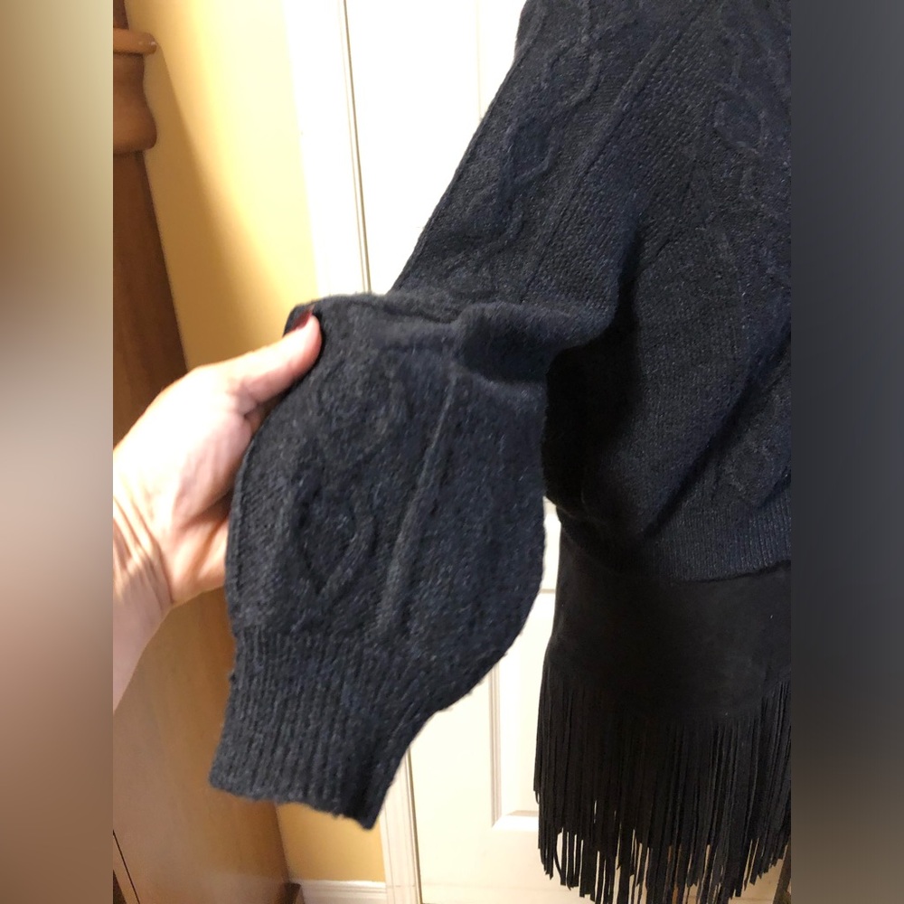 Chaps Black Cable-Knit Button Cardigan/sweater - Picture 8 of 11
